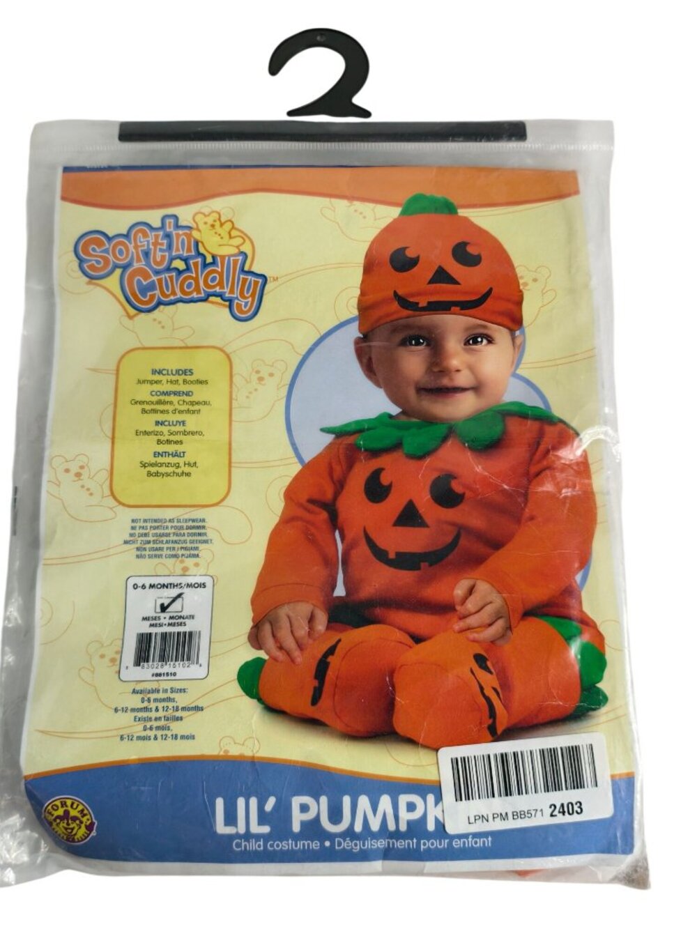 Lil Pumpkin Baby Costume 0-6 Months Softn Cuddly  Jumper Hat  Booties Halloween - Picture 2 of 6